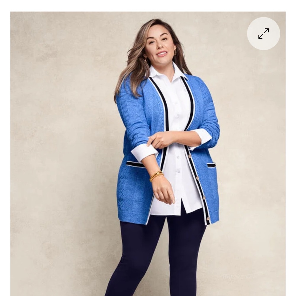 COPY - Talbots cable knit cardigan with gold buttons